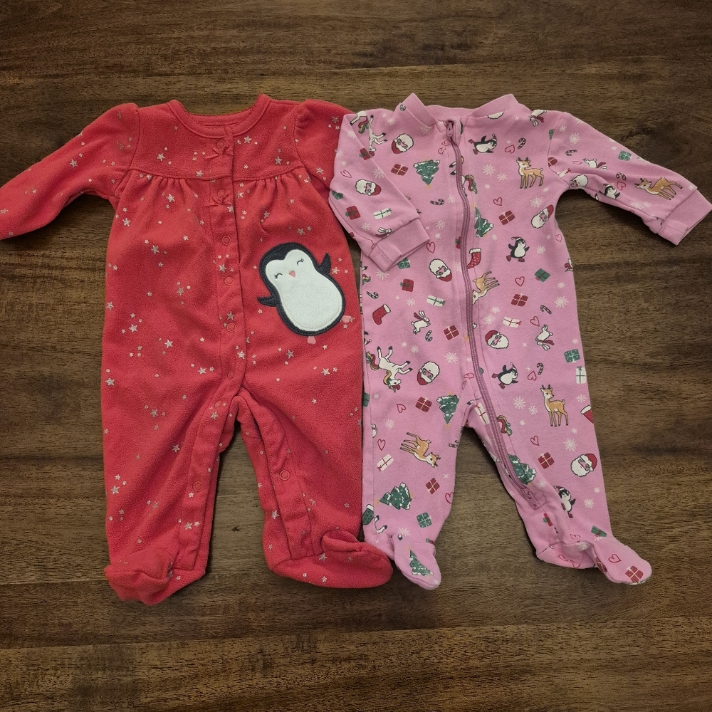 Baby Girl Christmas Sleeper Set Size 0-3M